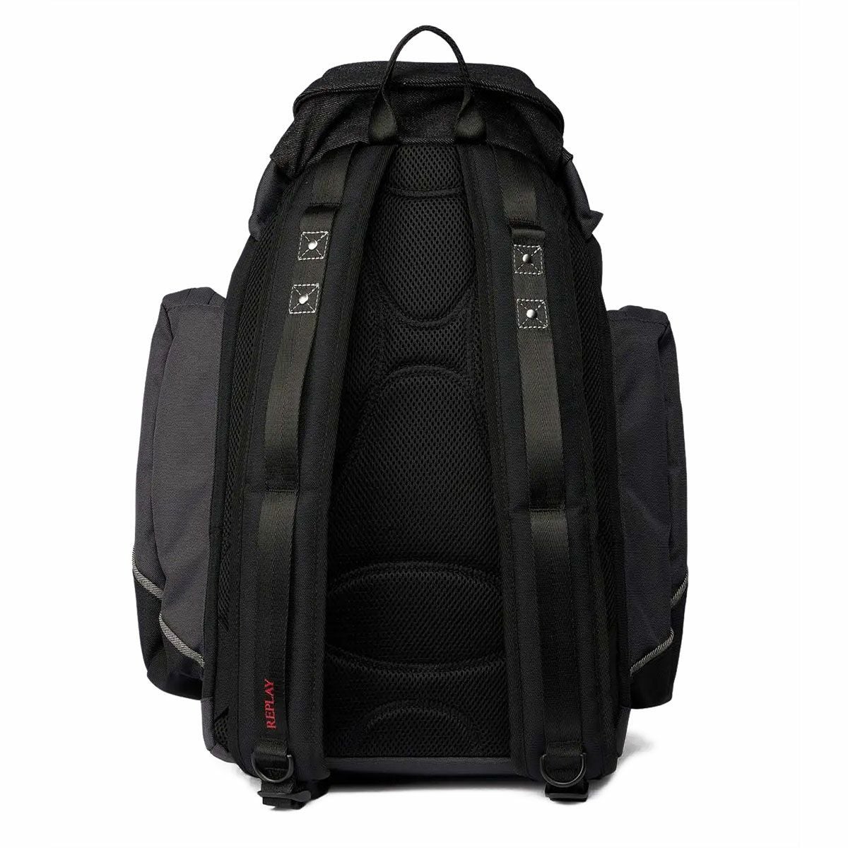 Replay｜ロウデニム バックパック｜バッグ｜グラナイトグレー×ブラック