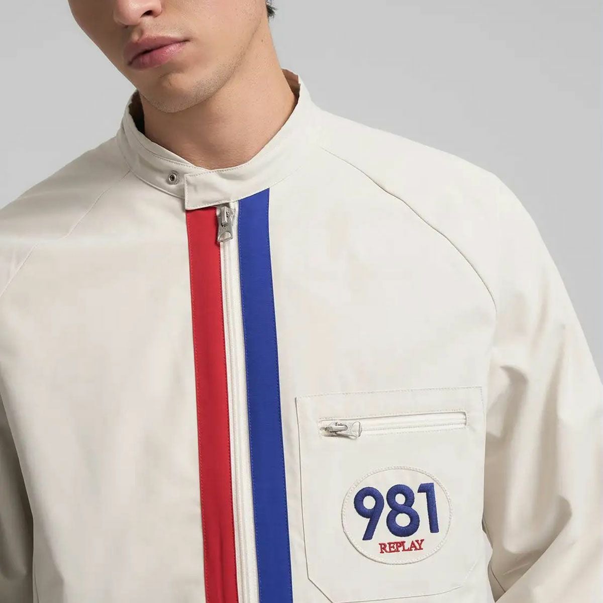 REPLAY｜コントラスト ディテール ジャケット｜アウター｜クラウド｜モデル着用