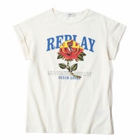 Replay｜ローズ アンド ロゴ プリント ジャージー Tシャツ｜トップス