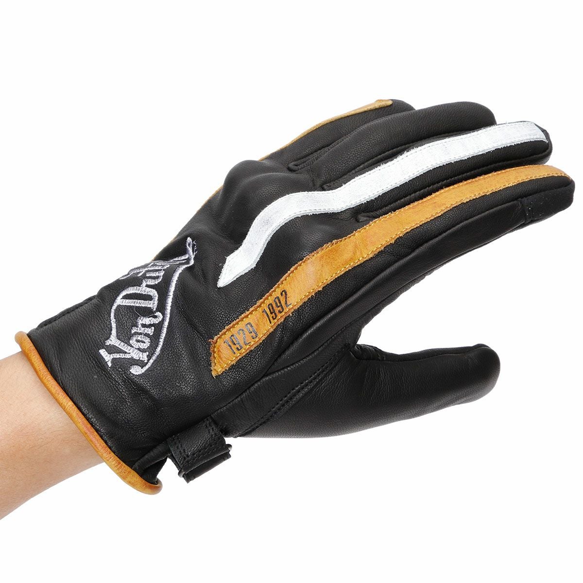 helstons｜ホーク グローブ × ボンダッチ｜3シーズン｜ブラック×ゴールド×ホワイト｜モデル着用