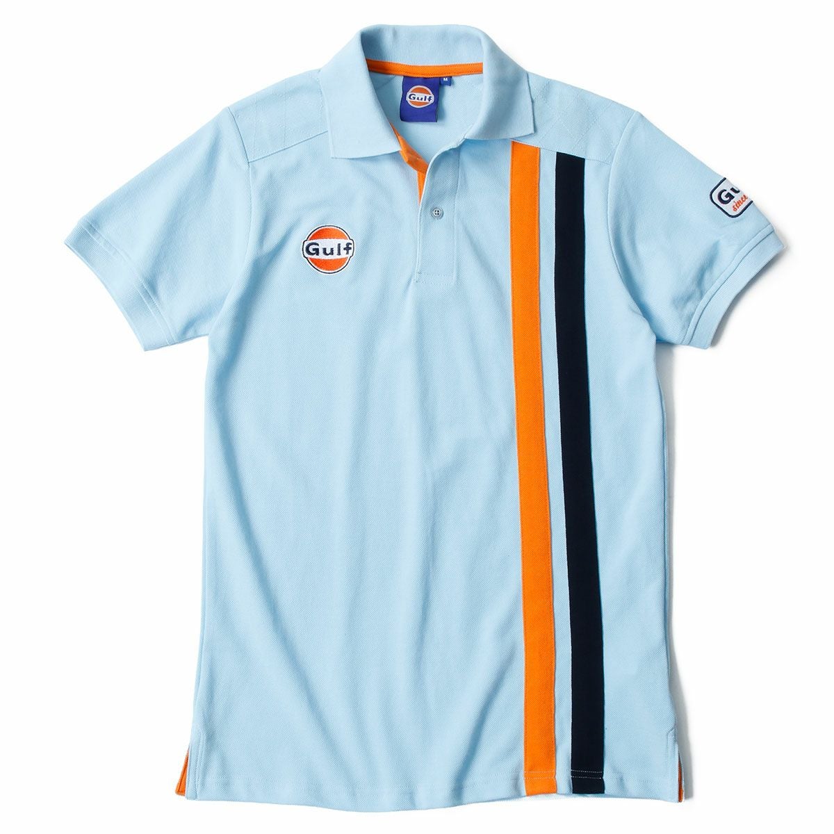 GULF｜ガルフ モダン ストライプ ポロ｜ポロシャツ｜ライトブルー