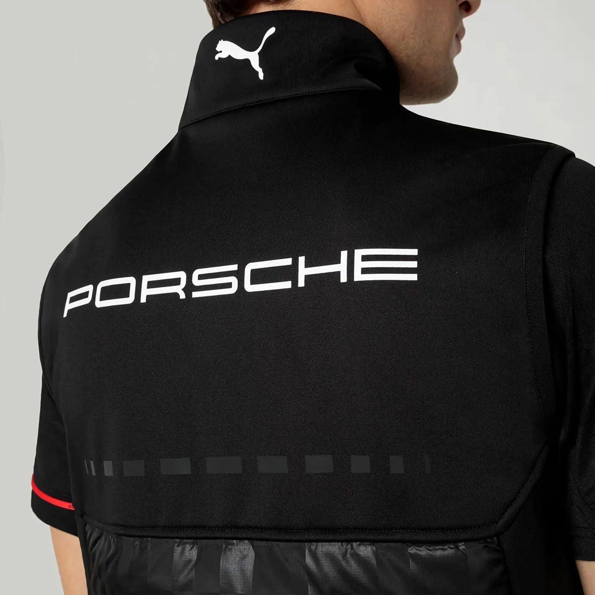 PORSCHE｜ポルシェ モータースポーツ RP チーム ジレ｜ベスト｜ブラック｜モデル着用