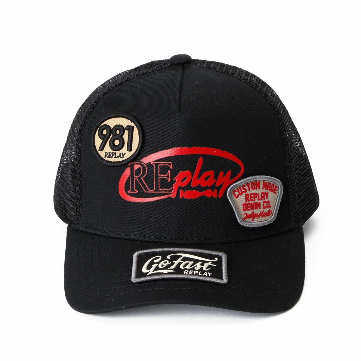 REPLAY｜ミックス パッチ キャップ｜帽子｜ブラック