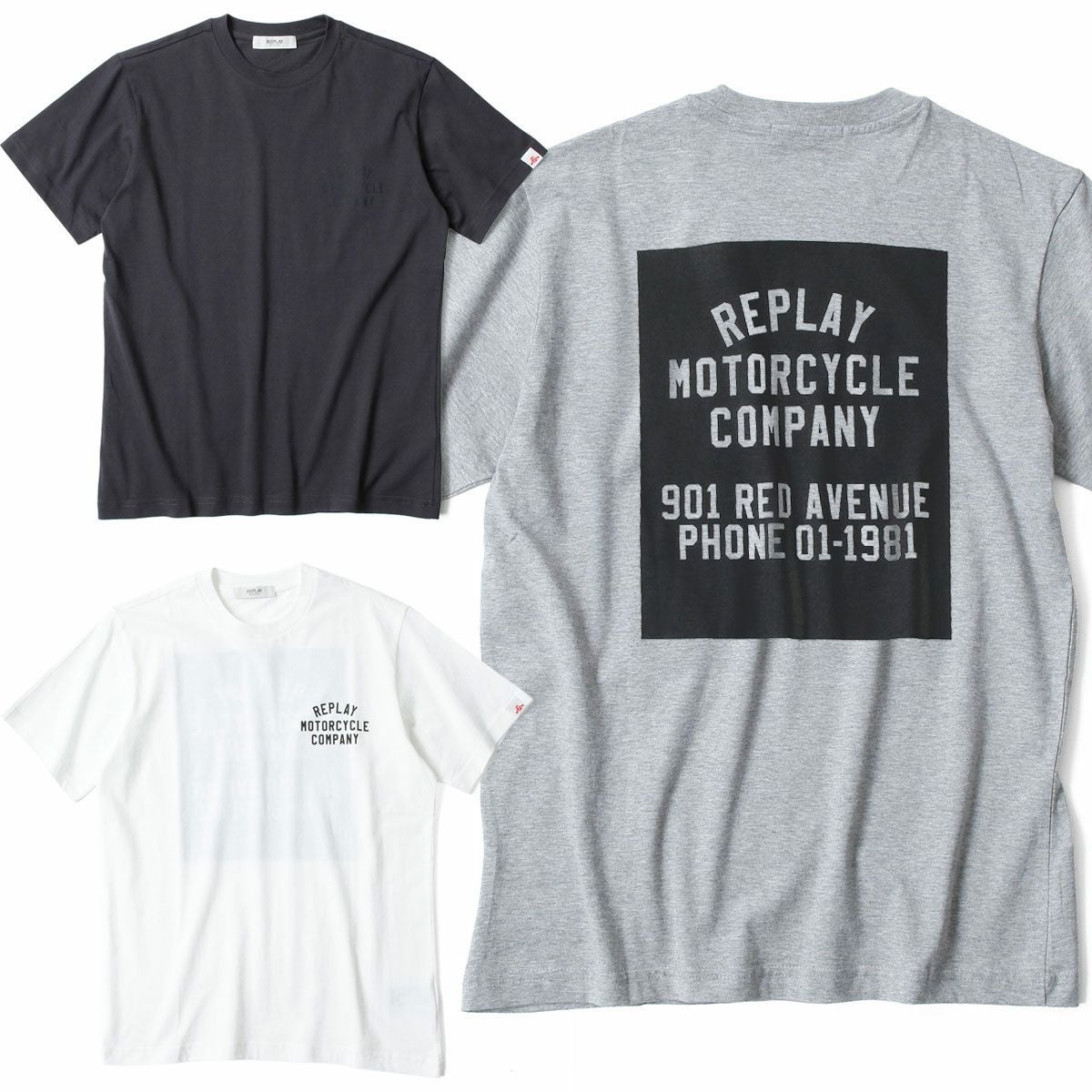 REPLAY｜フロント＆バック プリント Tシャツ｜トップス｜アイアン