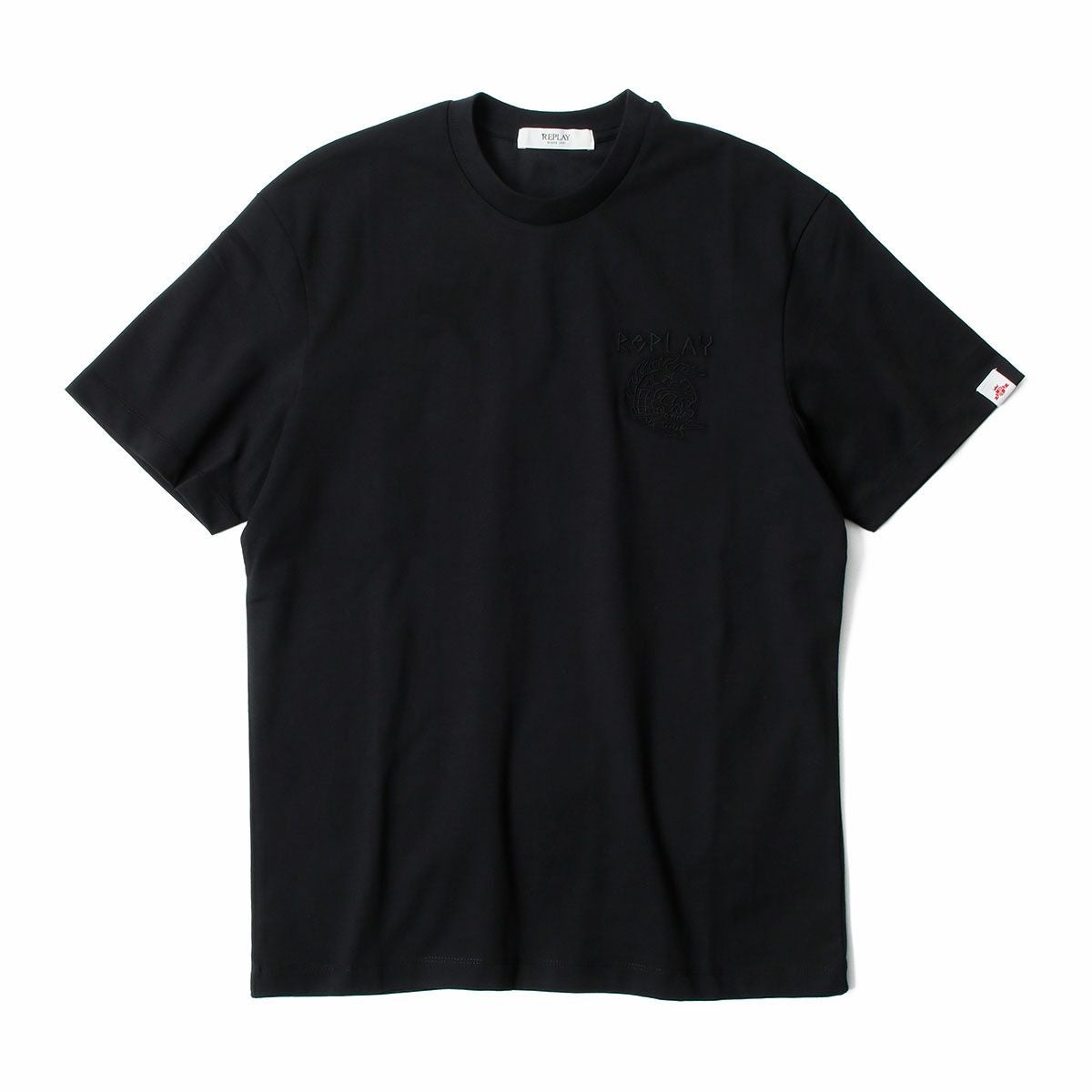 REPLAY｜エンボス エフェクト エンブロイダリー Tシャツ｜トップス｜ブラック