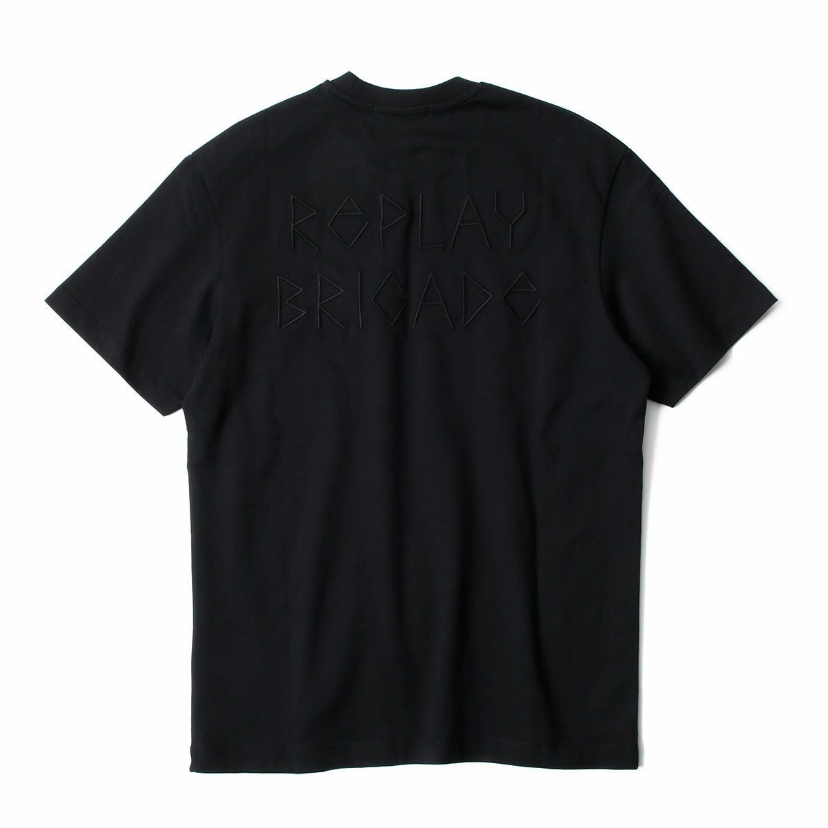 REPLAY｜エンボス エフェクト エンブロイダリー Tシャツ｜トップス｜ブラック