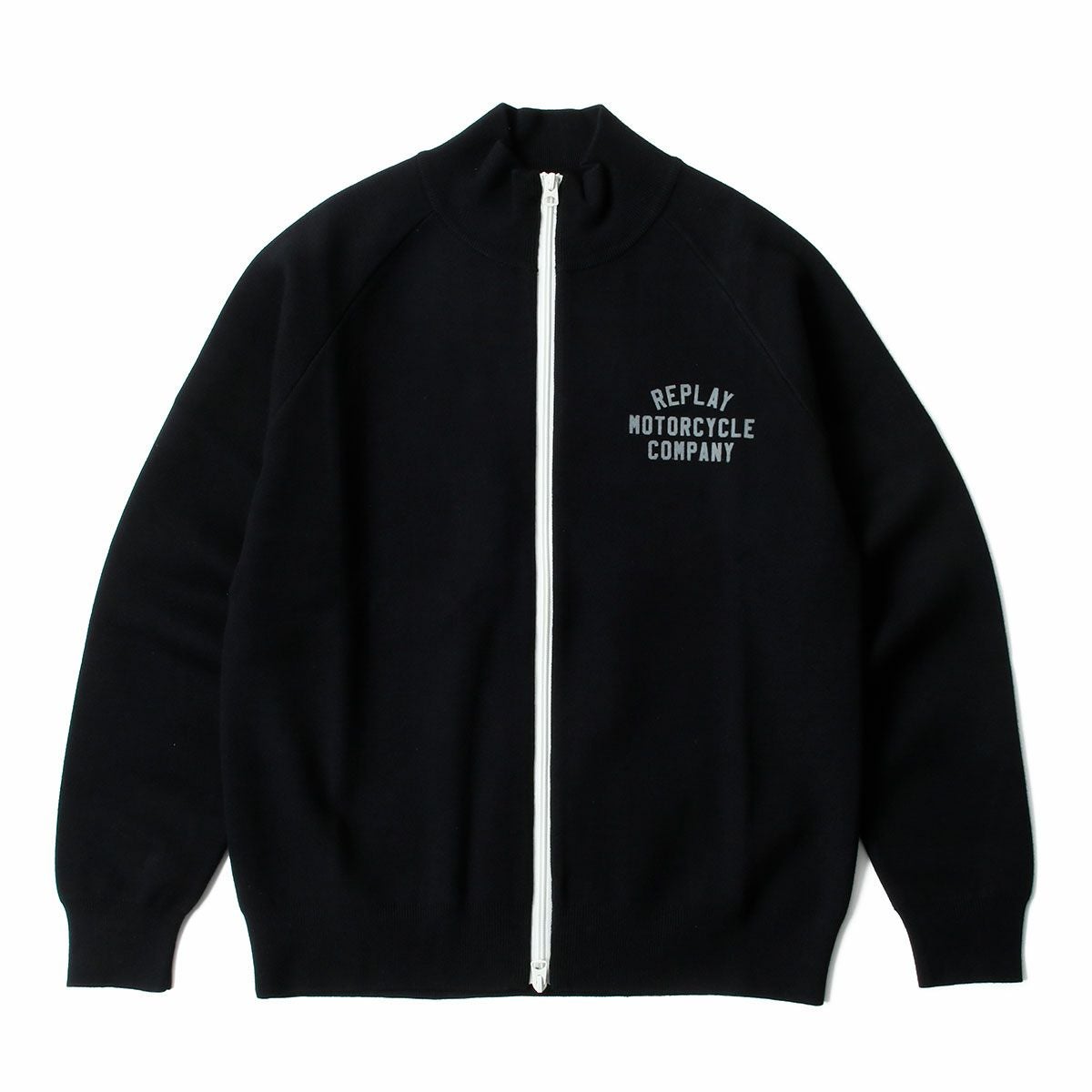 REPLAY｜ハイネック フルジップ ニット スウェットシャツ｜トップス｜ブラック