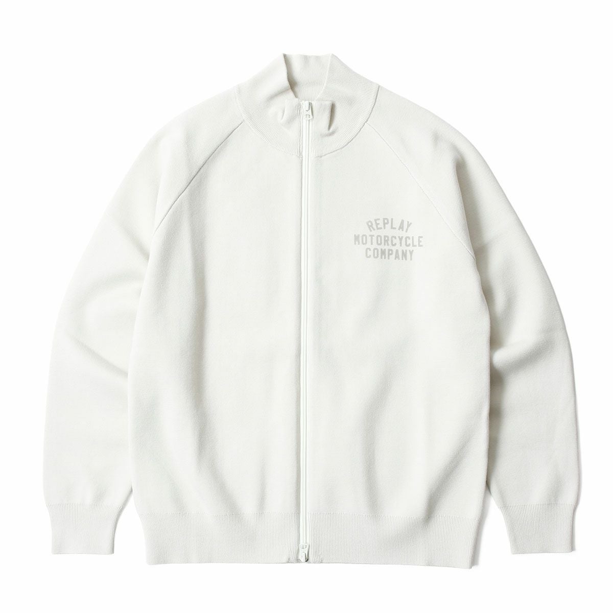 REPLAY｜ハイネック フルジップ ニット スウェットシャツ｜トップス｜スノーホワイト