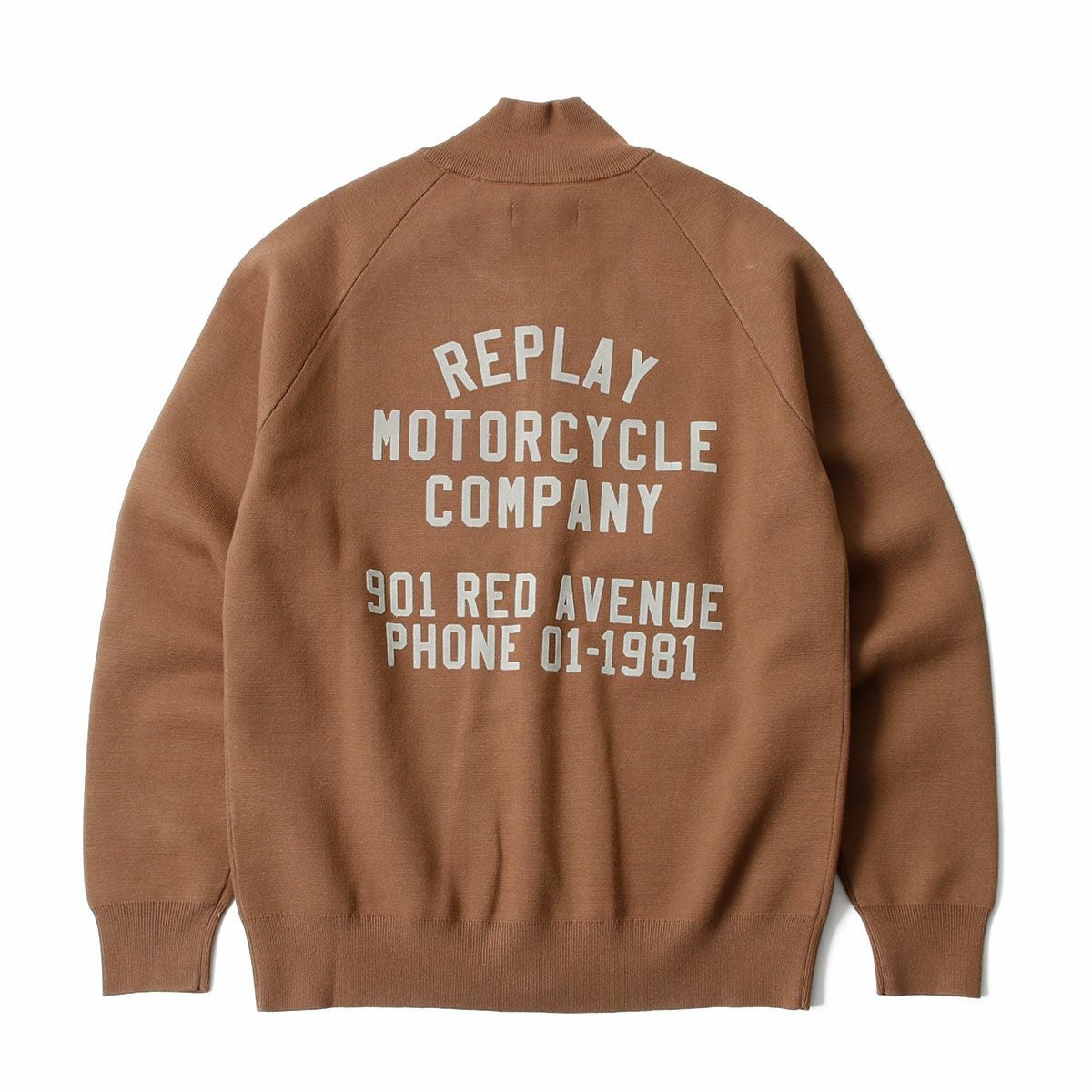 REPLAY｜ハイネック フルジップ ニット スウェットシャツ｜トップス｜タバコ