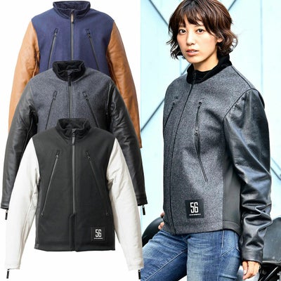 56design｜レザー スリーブ メルトン ジャケット｜アウター