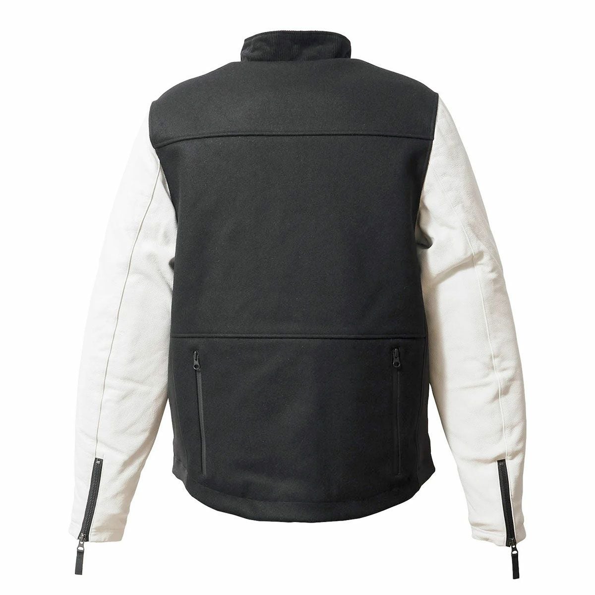 56design｜レザー スリーブ メルトン ジャケット｜アウター｜ブラック×ホワイト