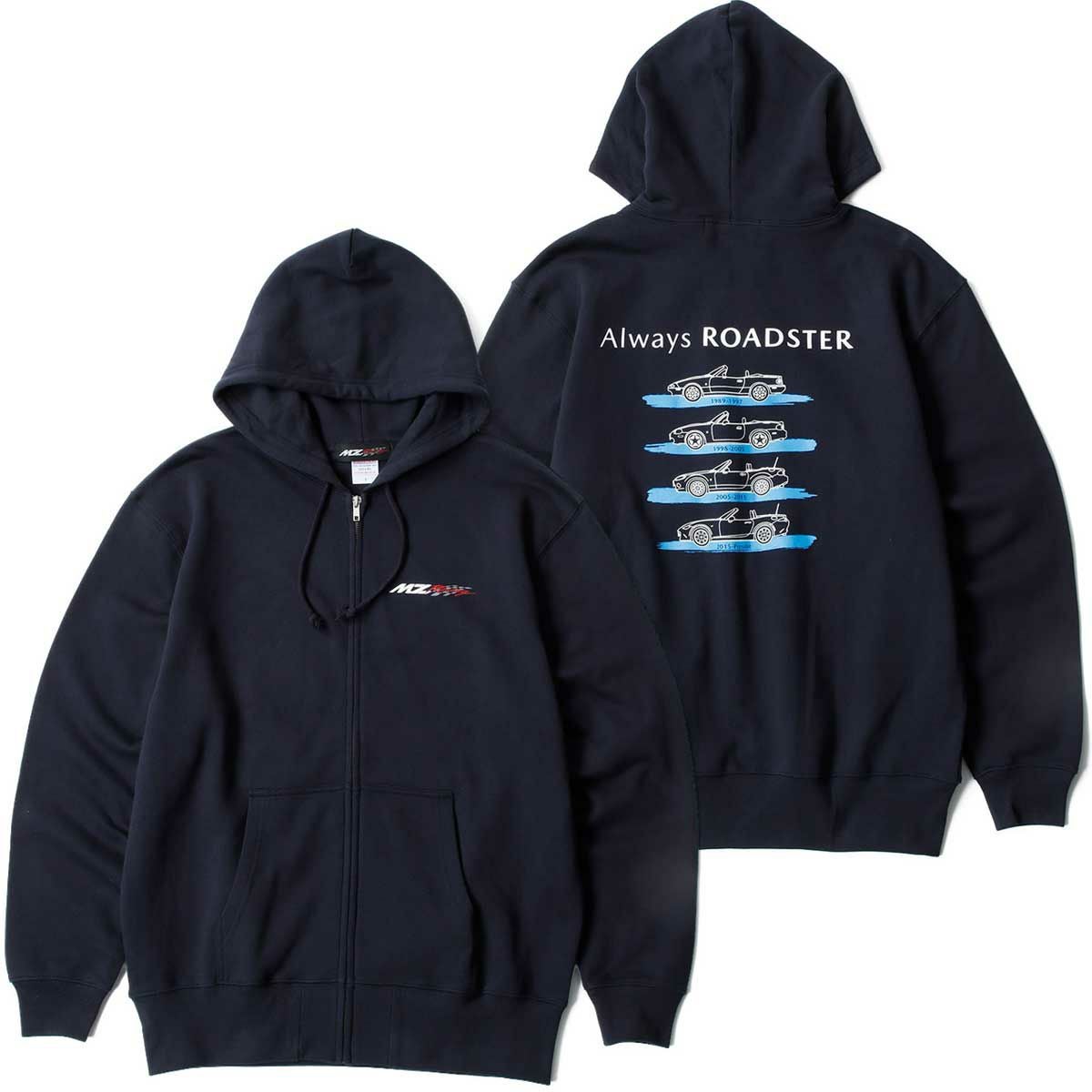 MZRacing｜AlwaysRoadster.フルジップパーカー｜フーディ｜ネイビー