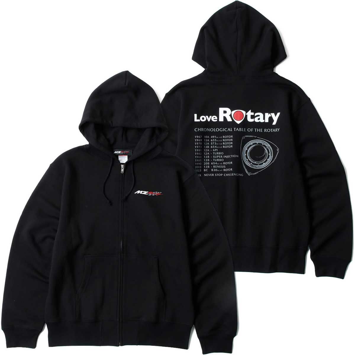MZRacing｜LoveRotary .フルジップパーカー２｜フーディ