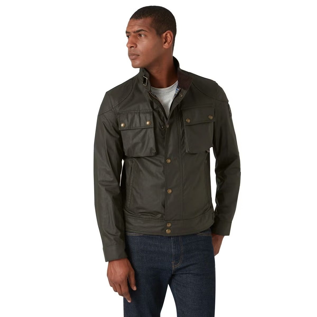BELSTAFF｜レースマスター ジャケット｜アウター｜フェイデッド オリーブ｜モデル着用