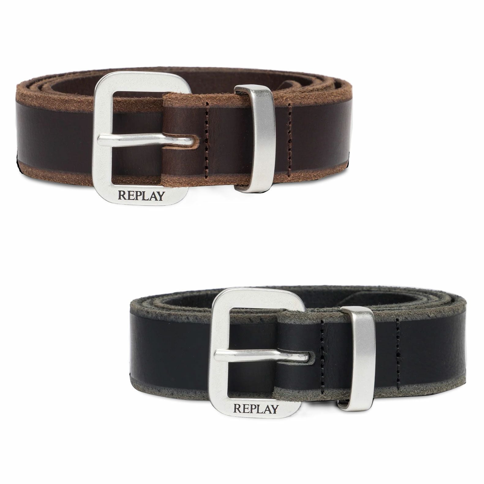 REPLAY｜メンズ ロゴ レザー ベルト｜雑貨