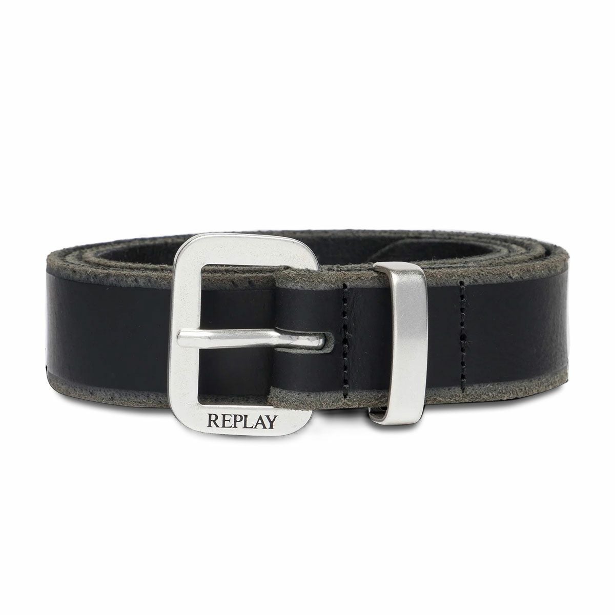 REPLAY｜メンズ ロゴ レザー ベルト｜雑貨｜ブラック