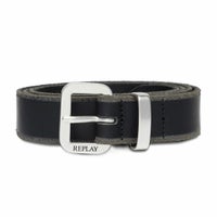 REPLAY｜メンズ ロゴ レザー ベルト｜雑貨｜ブラック