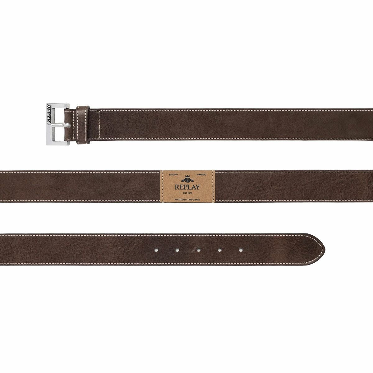 REPLAY｜メンズ エンボス ロゴ レザー ベルト｜雑貨｜JAVA