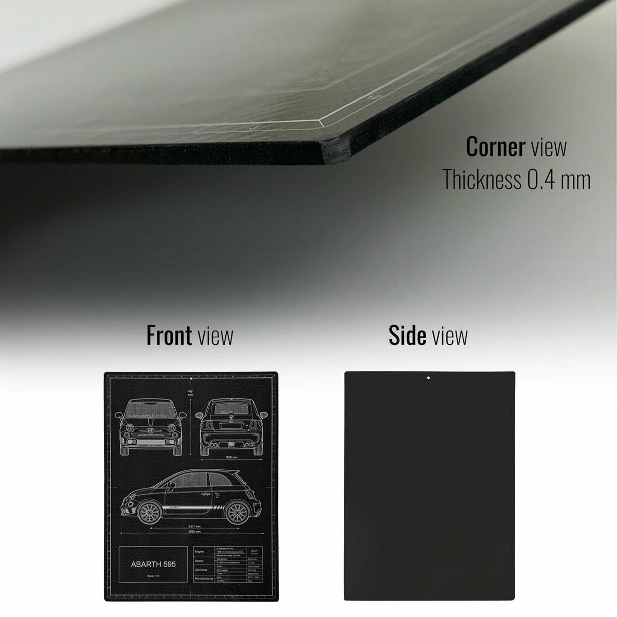 アバルト 595 ウォールデコ カーボンファイバールック 39.5 × 29.7 cm