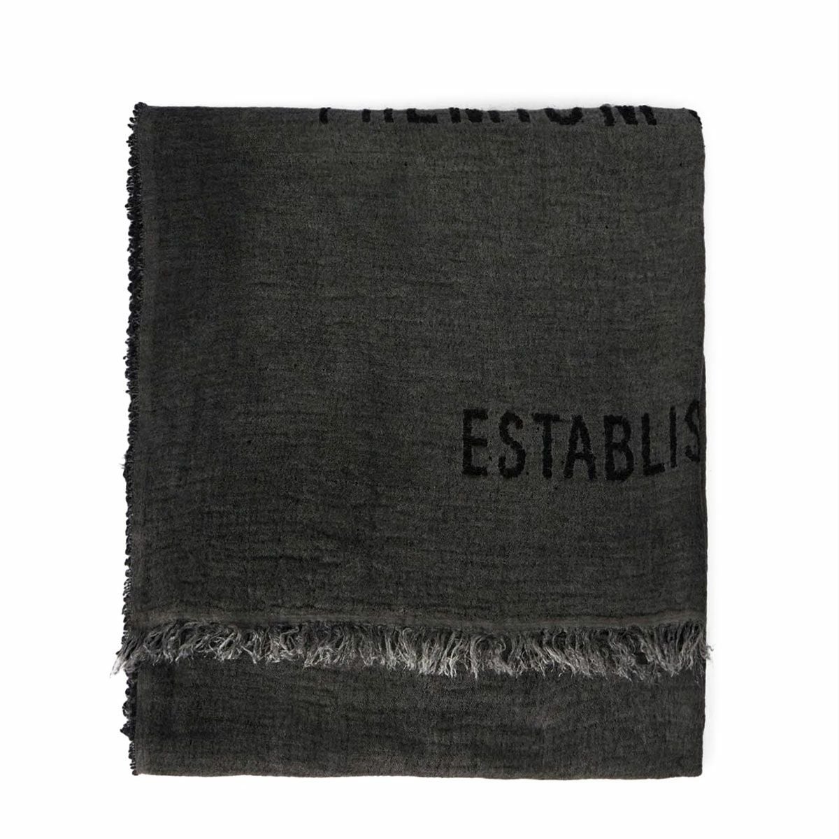 REPLAY｜フリンジ レタリングストール｜雑貨｜ウォッシュドブラック