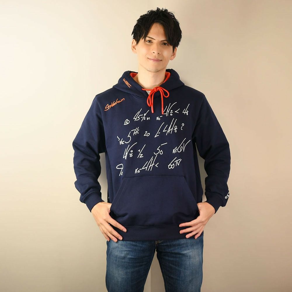 WRC｜ペースノートフーディー｜ウェア｜ネイビー｜モデル着用