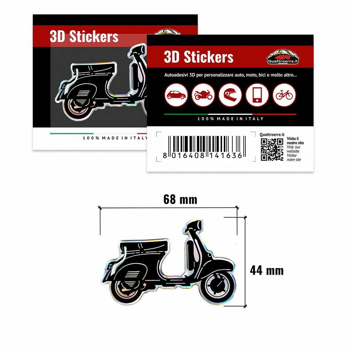 ベスパ 3D ステッカー 44x68mm | モトーリモーダ公式オンラインショップ