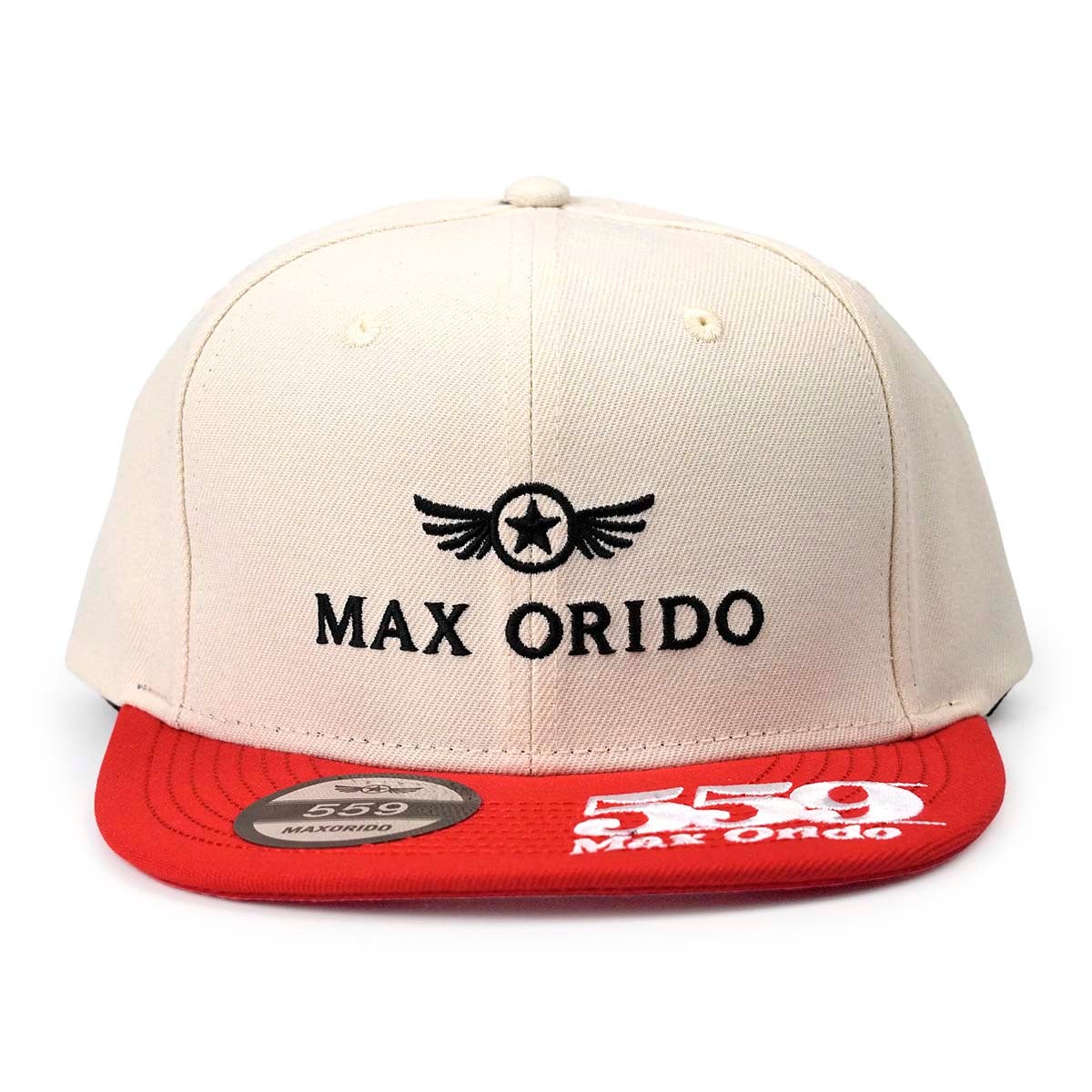 MAX ORIDO｜Max Orido RIDOX キャップ｜帽子｜ベージュ×レッド｜モデル着用
