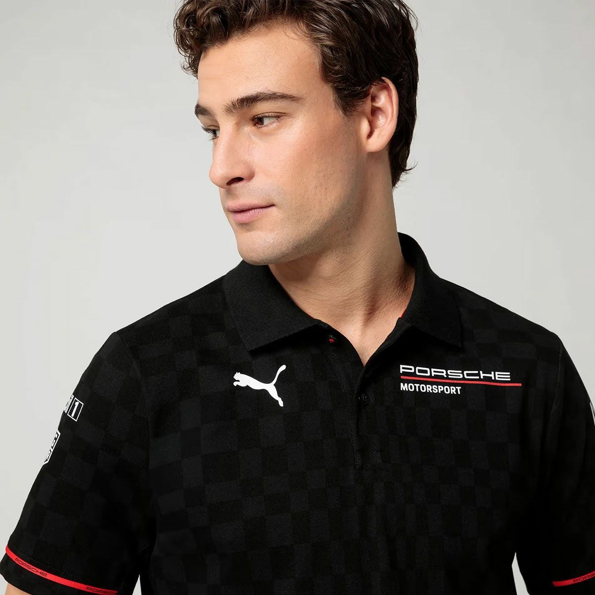 PORSCHE｜ポルシェ モータースポーツ レプリカ チーム ポロシャツ｜ウェア｜ブラック｜モデル着用