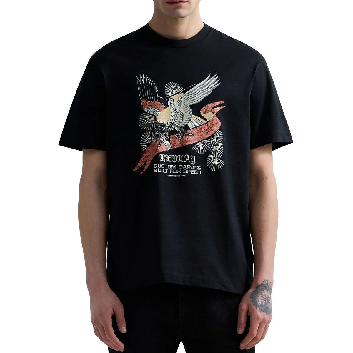 REPLAY｜フロントプリント リラックスフィット Tシャツ｜トップス