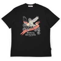 REPLAY｜フロントプリント リラックスフィット Tシャツ｜トップス｜ブラック｜モデル着用