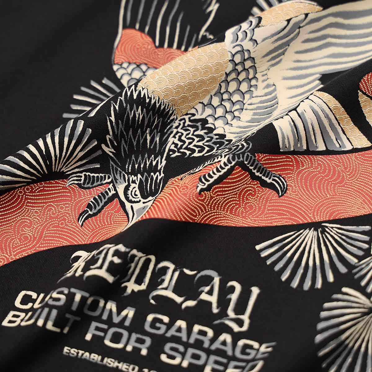 REPLAY｜フロントプリント リラックスフィット Tシャツ｜トップス｜ブラック｜モデル着用