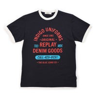 REPLAY｜レギュラーフィット フロントプリント Tシャツ｜トップス｜ダークネイビー