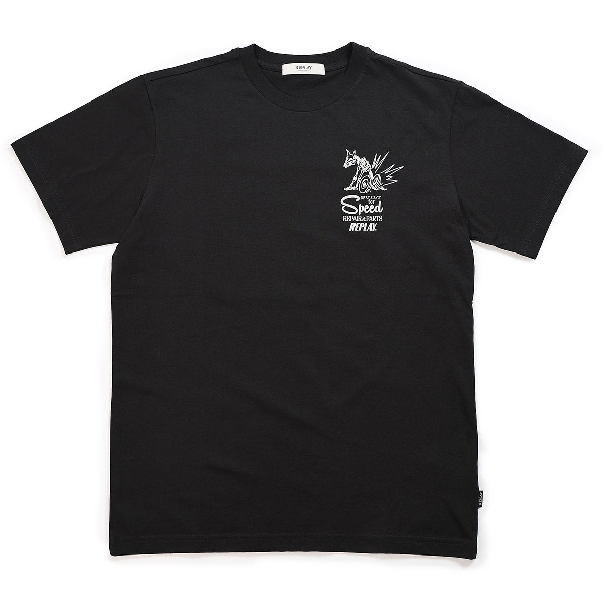 REPLAY｜カスタム プリント ジャージー Tシャツ｜トップス｜ブラック