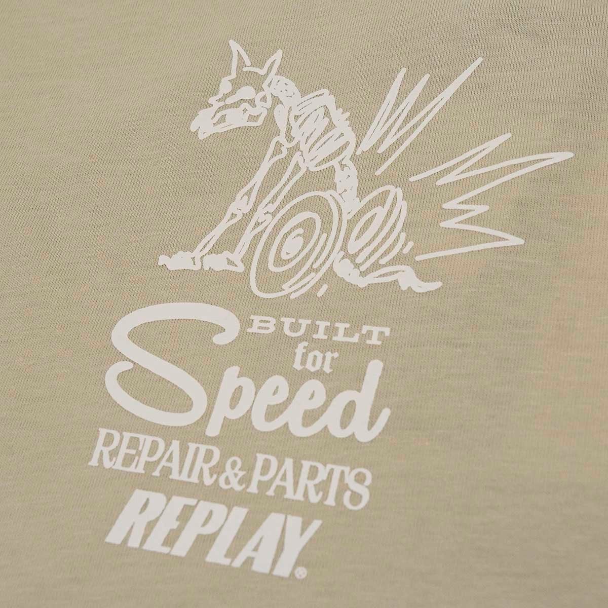 REPLAY｜カスタム プリント ジャージー Tシャツ｜トップス｜ブラック｜モデル着用