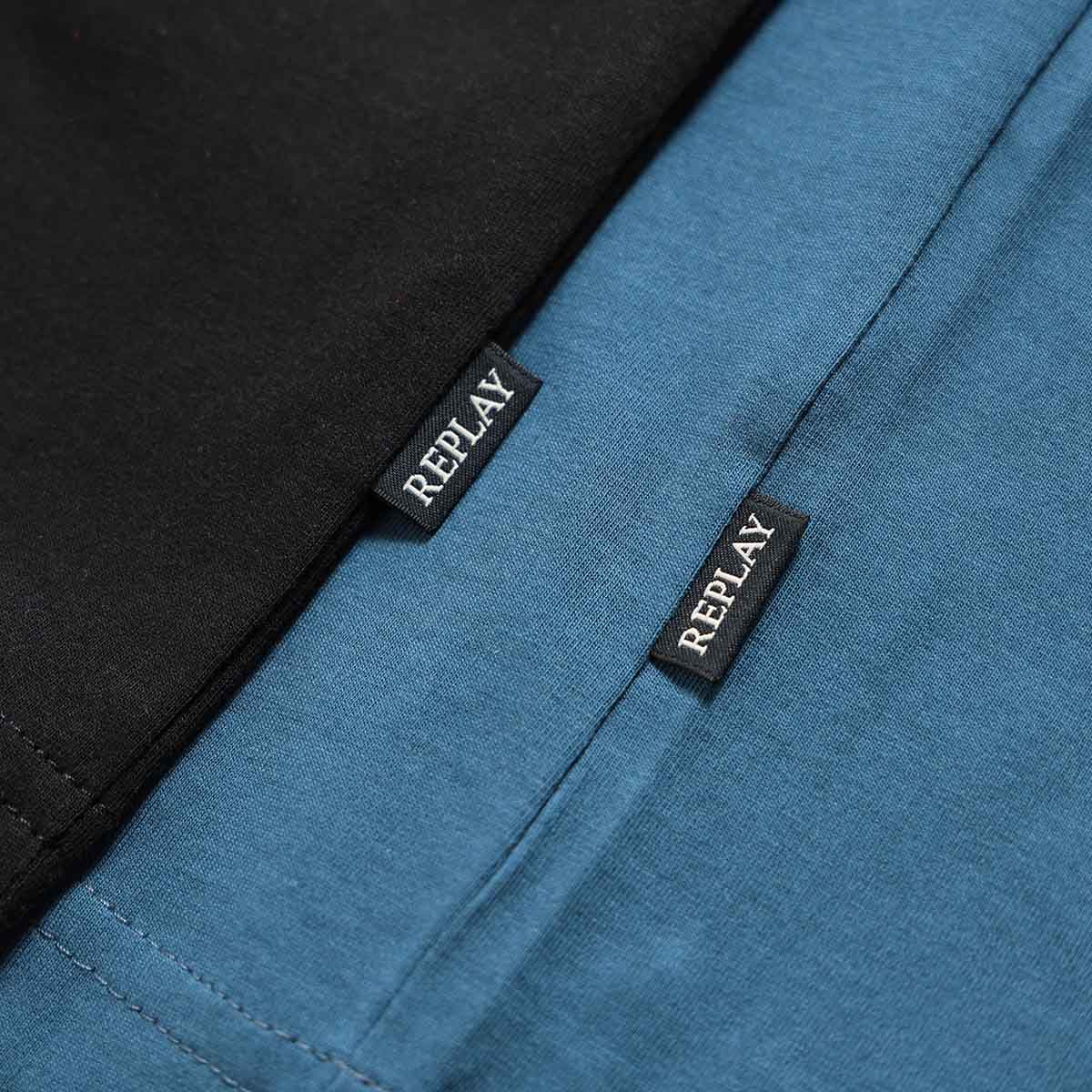 REPLAY｜カスタム プリント ジャージー Tシャツ｜トップス｜ペトロールブルー