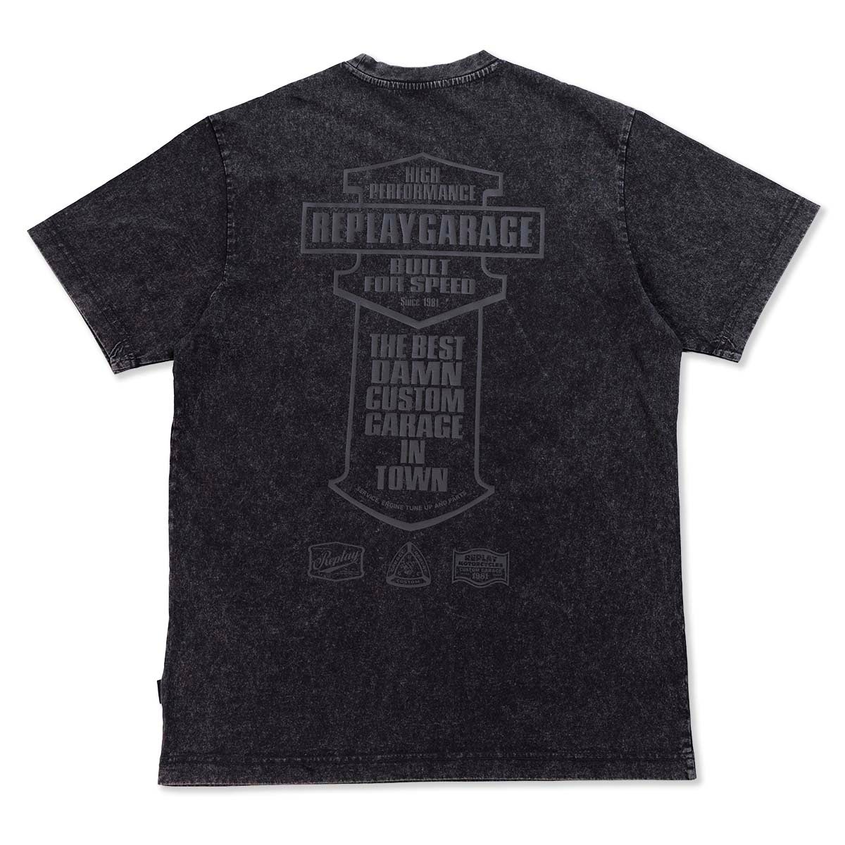 REPLAY｜レタリング ジャージー Tシャツ｜トップス｜ブラックボード｜モデル着用