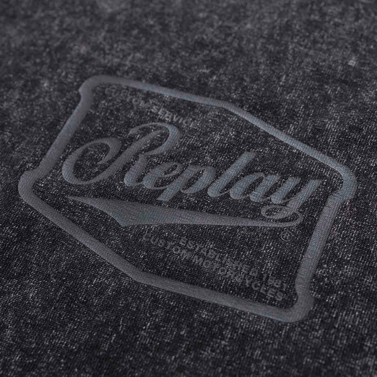 REPLAY｜レタリング ジャージー Tシャツ｜トップス｜ブラックボード｜モデル着用