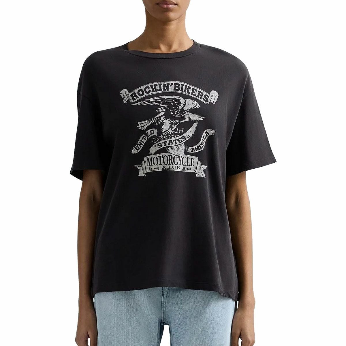 REPLAY｜グラフィックプリント ジャージー Tシャツ｜トップス｜ブラックボード｜モデル着用