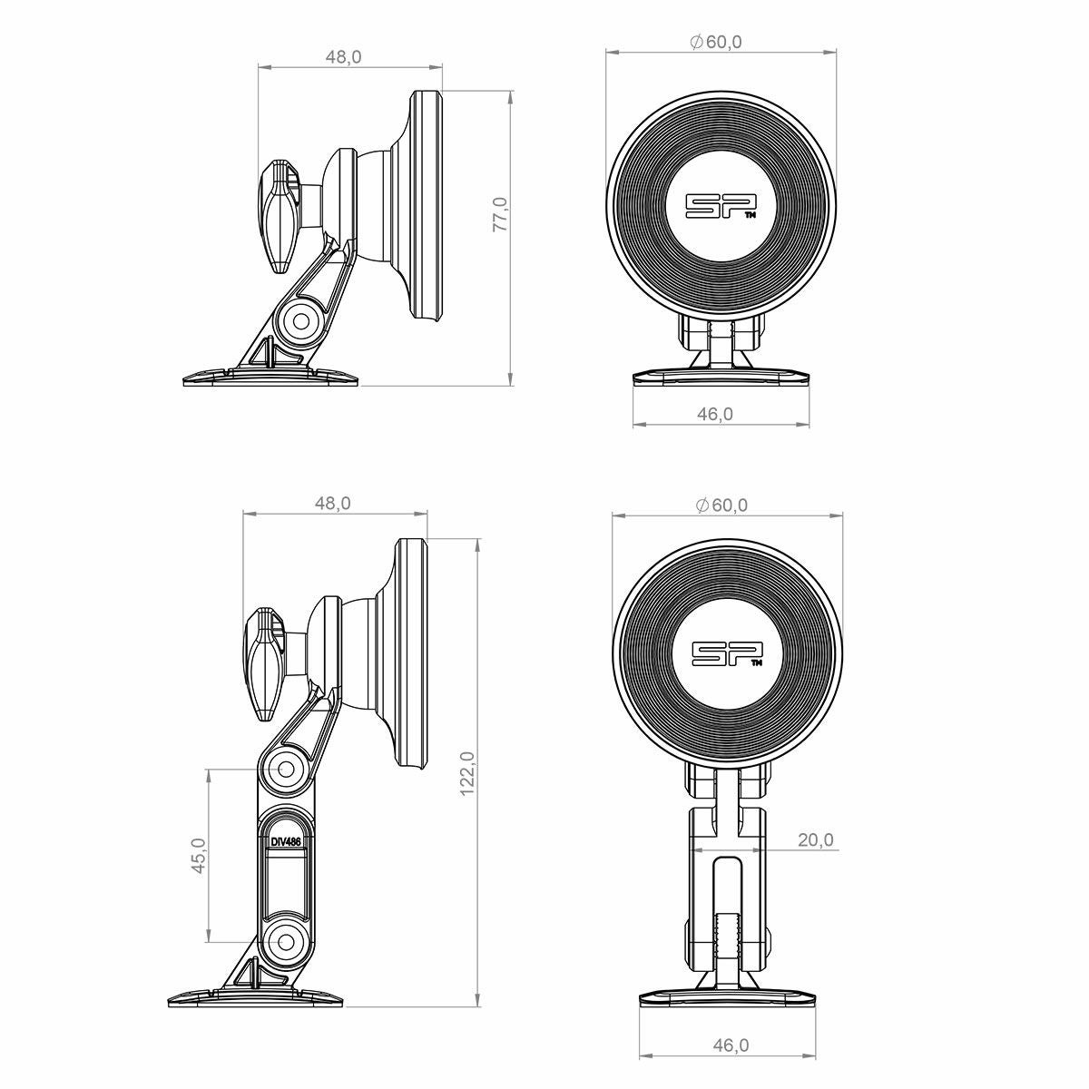 SP CONNECT｜粘着式 充電マウント Pro｜雑貨｜ブラック｜サイズ詳細