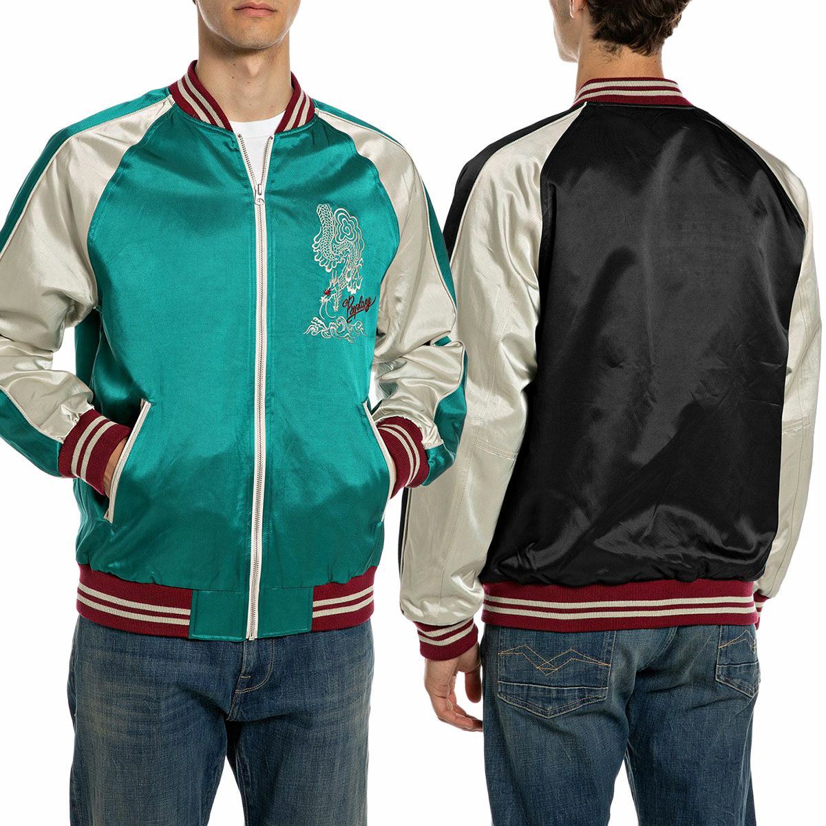 REPLAY｜サテンボンバージャケット｜アウター