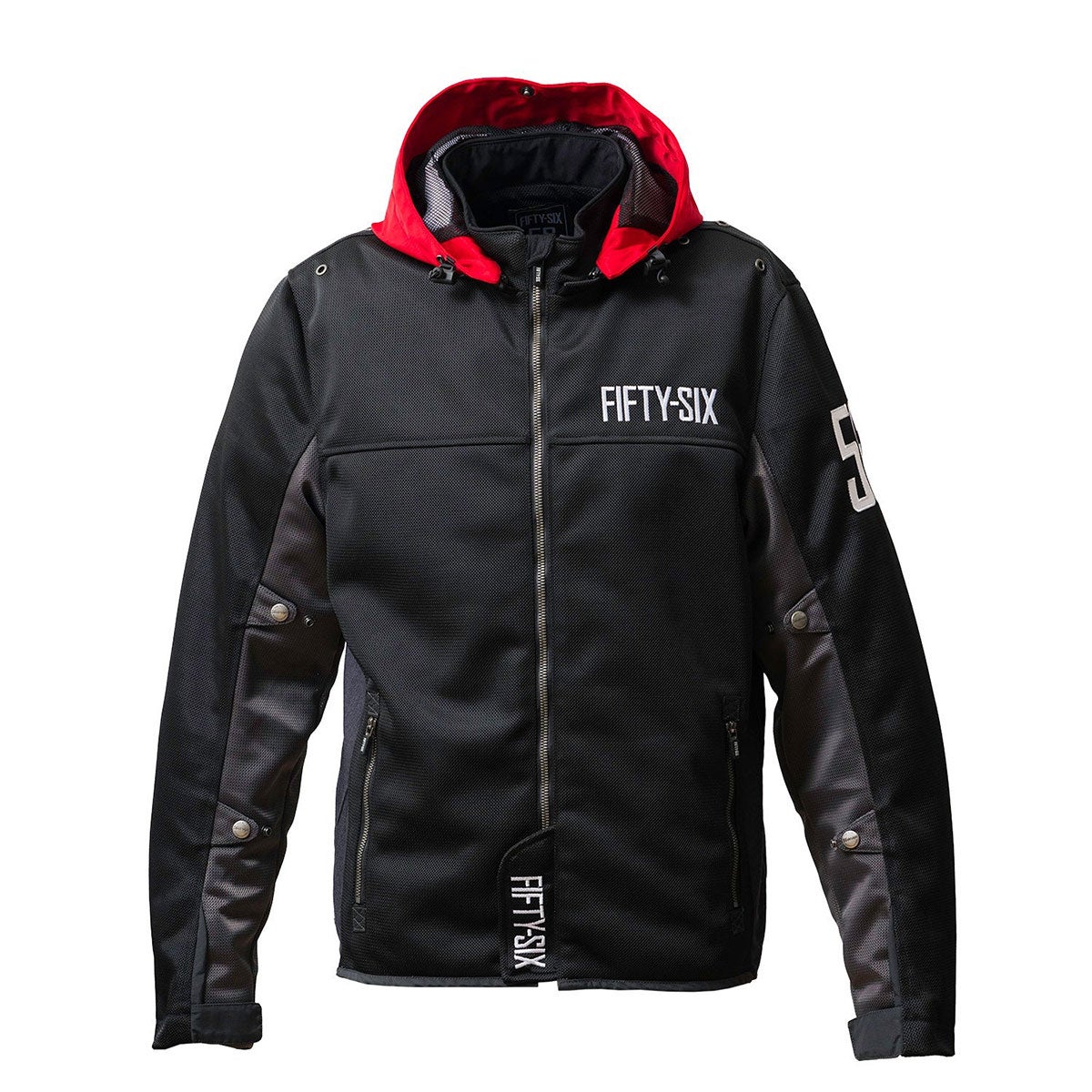 56design｜カラー フーディー メッシュ ジャケット エヴォ ’26｜アウター｜ブラック×レッド
