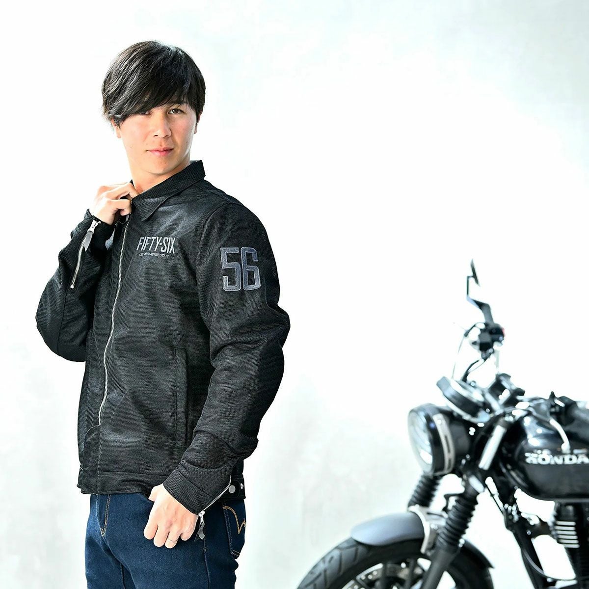 56design｜ワーカー メッシュジャケット ’26｜アウター｜ブラック｜モデル着用