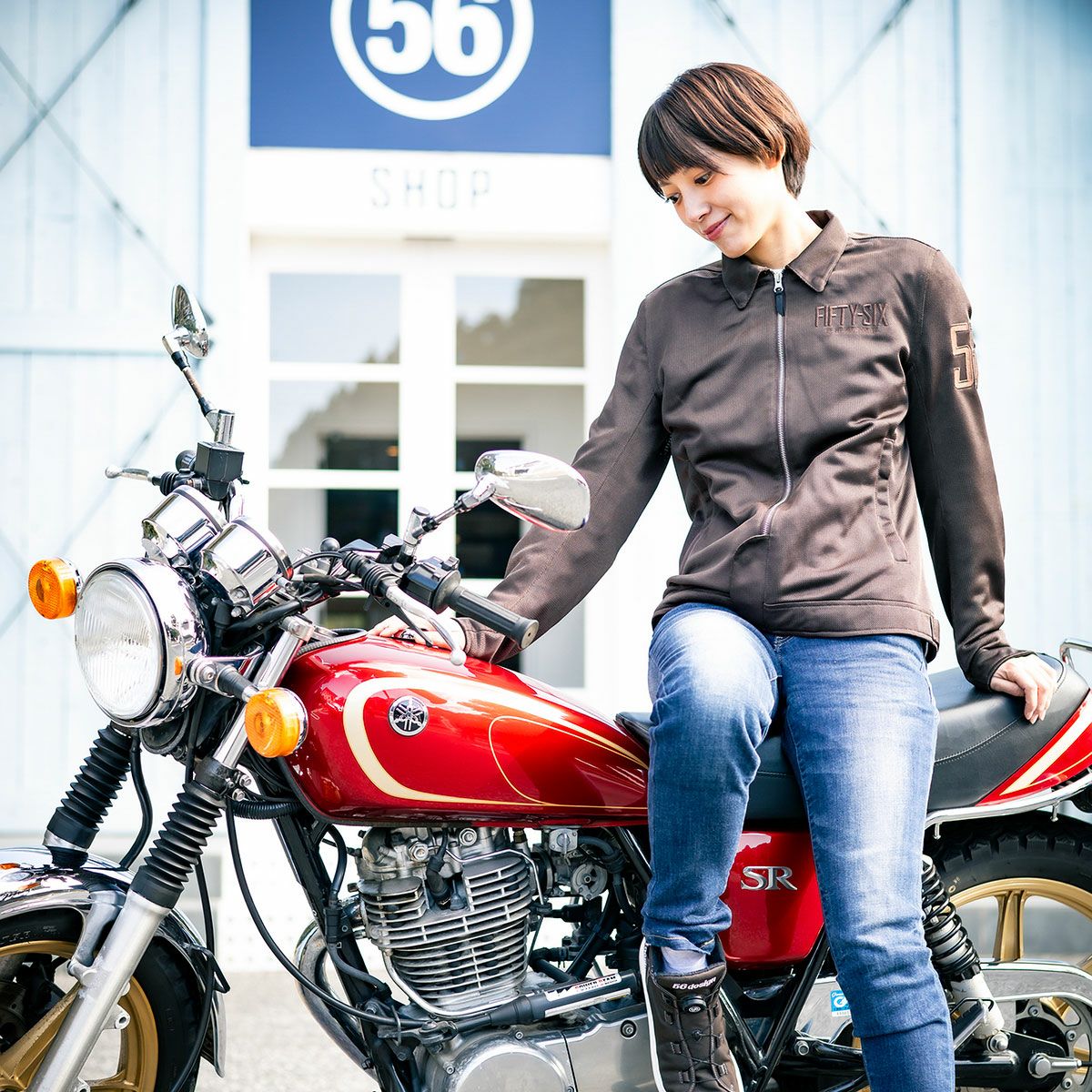 56design｜ワーカー メッシュジャケット ’26｜アウター｜チョコレート｜モデル着用