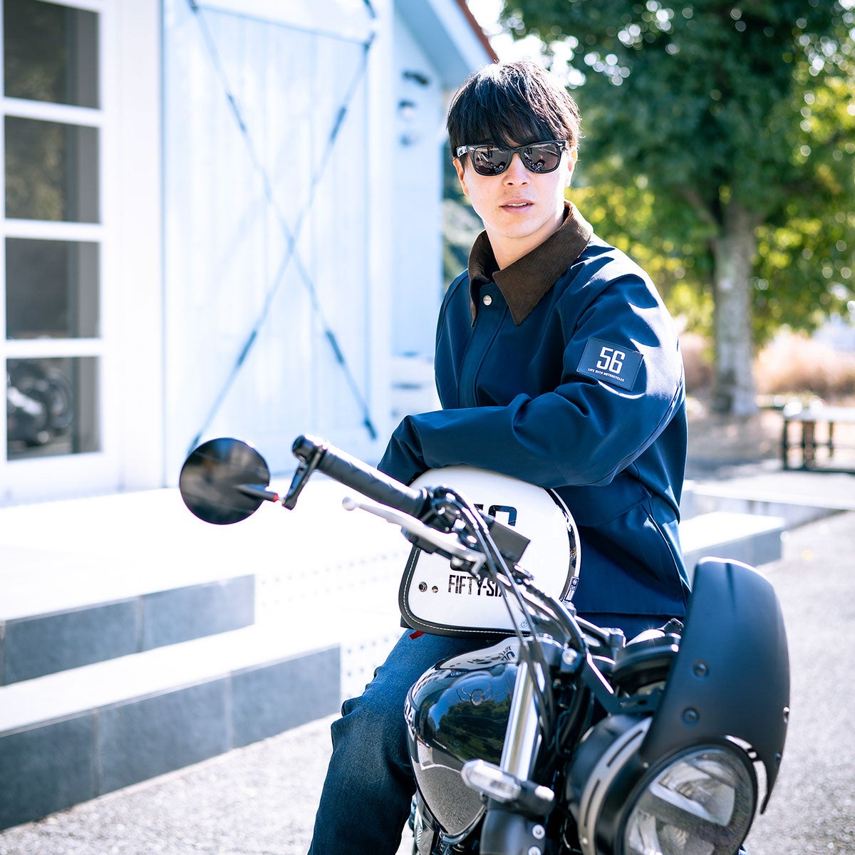 56design｜ハンティング ジャケット｜アウター｜ネイビー｜モデル着用