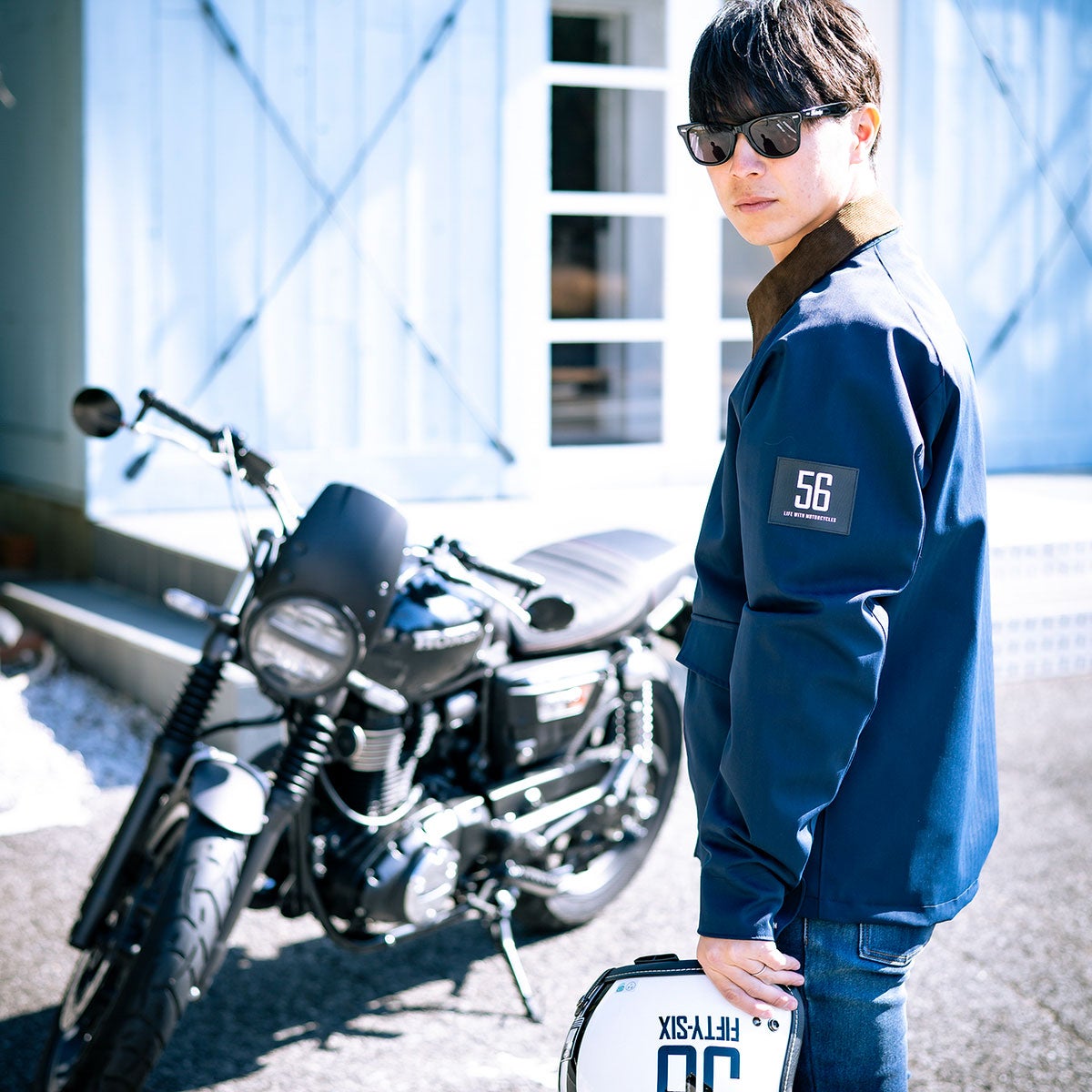 56design｜ハンティング ジャケット｜アウター｜ネイビー｜モデル着用