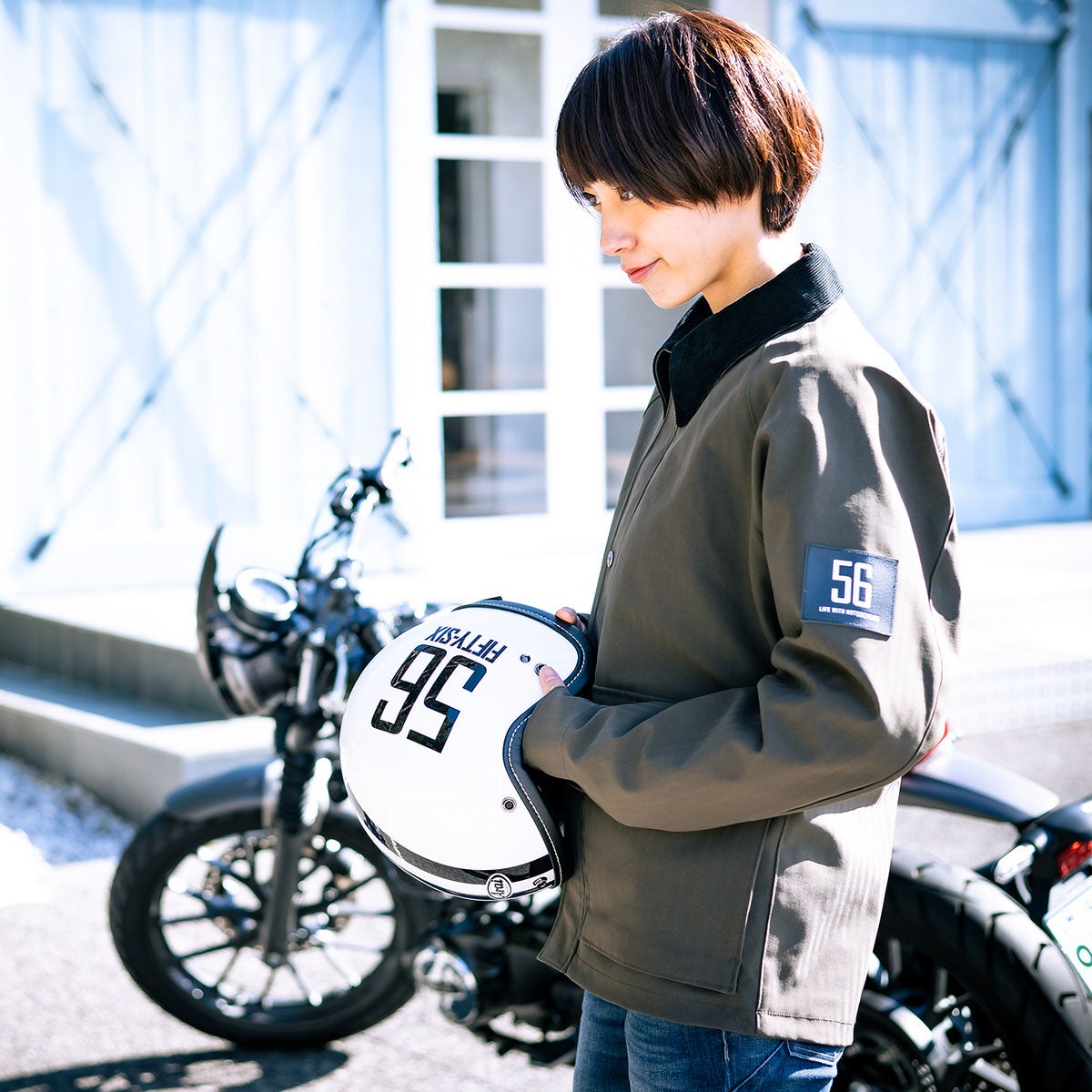 56design｜ハンティング ジャケット｜アウター｜オリーブカーキ｜モデル着用