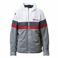 56design｜レトロ ボーダー メッシュ パーカー｜アウター｜ホワイト×レッド