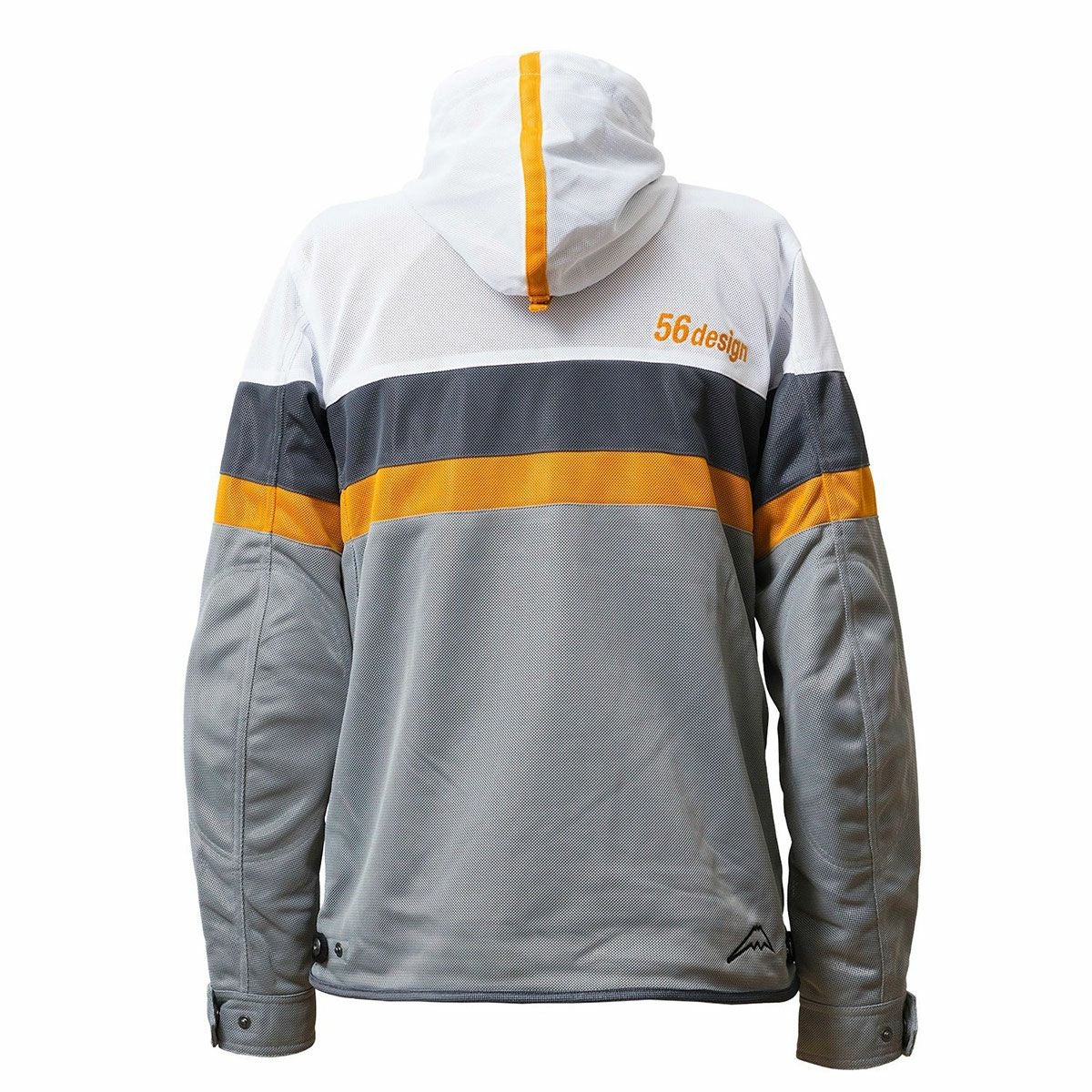 56design｜レトロ ボーダー メッシュ パーカー｜アウター｜ホワイト×イエロー