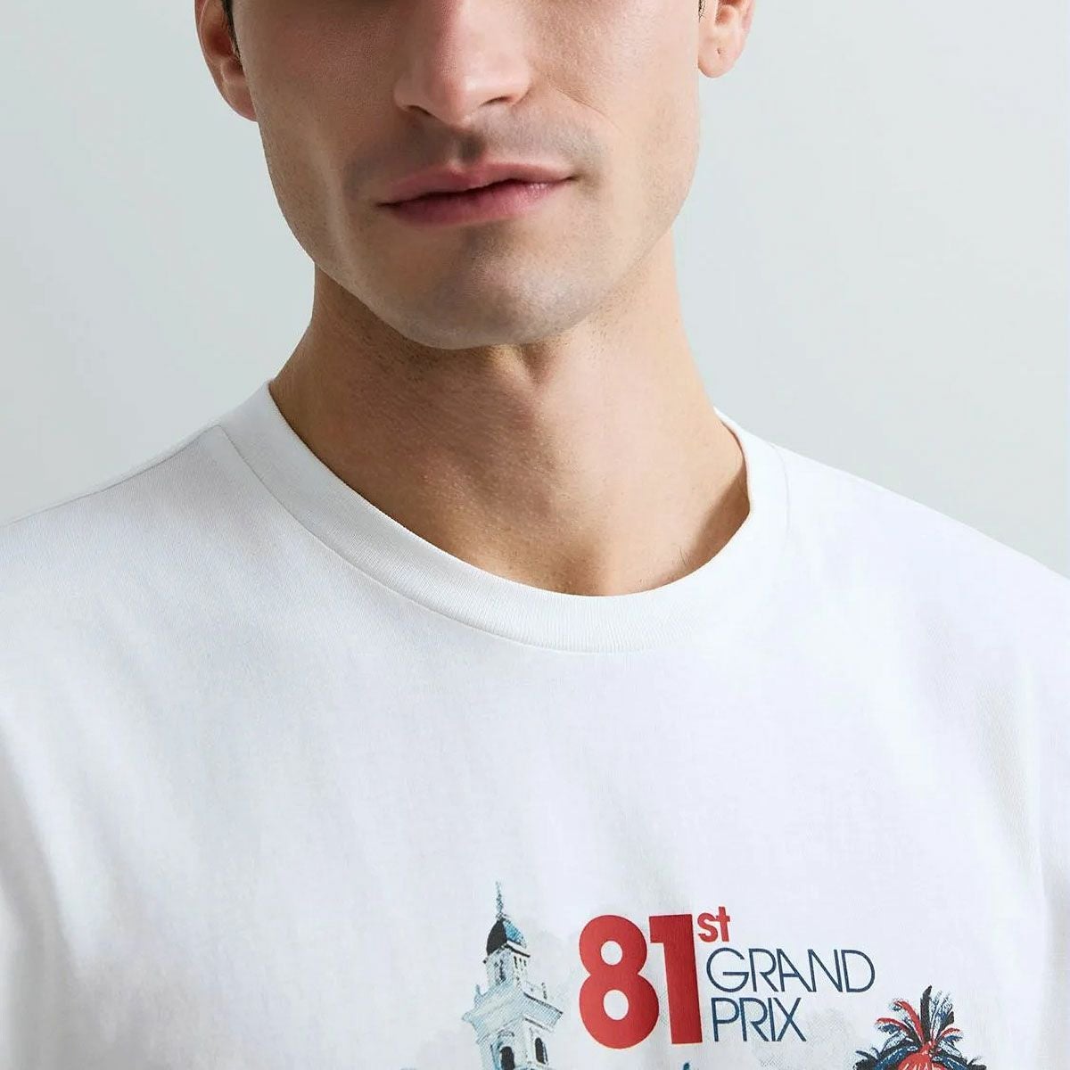 REPLAY｜フォーミュラ1 グラフィック ジャージー Tシャツ｜トップス｜ナチュラルホワイト｜モデル着用