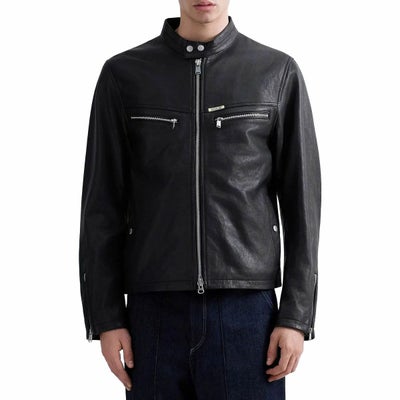 REPLAY｜ワックスレザー バイカージャケット｜アウター